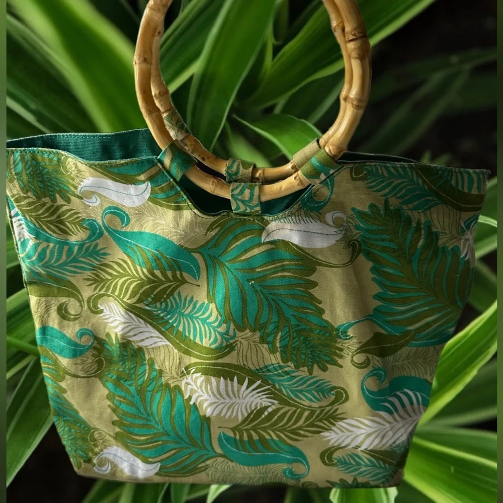 Nordstrom Fabric Reversible Tote with Bamboo Handles